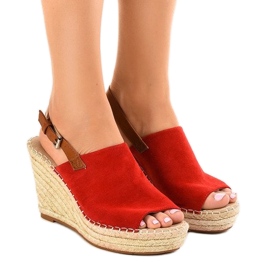 Sandale cu toc roșu KA-20 espadrile roşu
