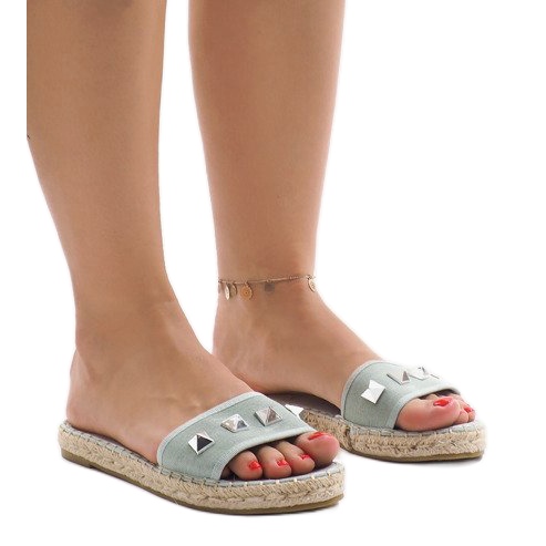 Papuci verzi cu știfturi 7087 multicolor verde