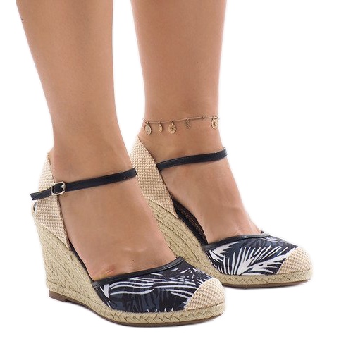 Sandale cu toc espadrile negre 1190-138 maro negru