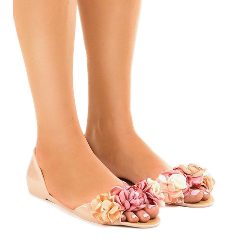 Sandale bej Meliski cu flori AE20 Sandale bej Meliski cu flori AE20