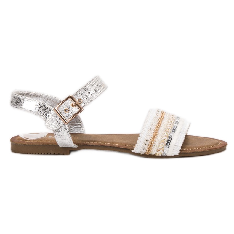 SHELOVET Sandale Cu Paiete alb