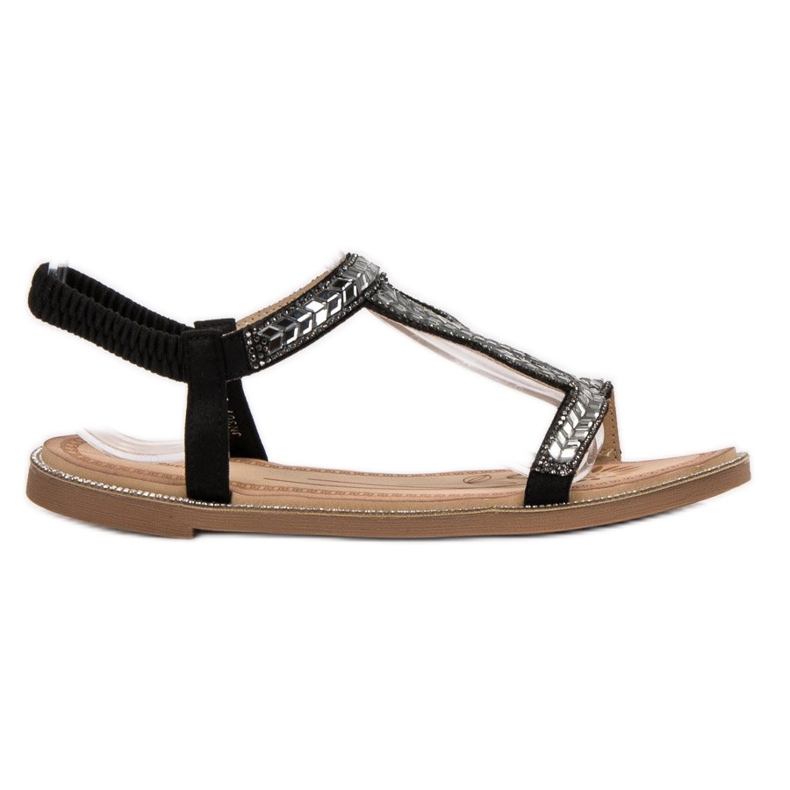 Forever Folie Sandale slip-on cu cristale negru