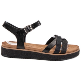 Bestelle Sandale Cu Talpi Sclipici negru