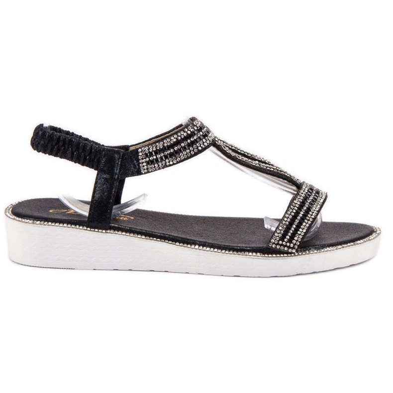 SHELOVET Sandale cu pană cu elastic negru