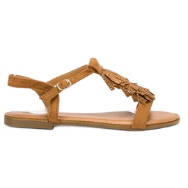 Mannika Sandale Camel Cu Franjuri maro Mannika Sandale Camel Cu Franjuri maro