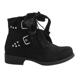 Ghete din piele de căprioară cu arcuri QQ660 Negru
