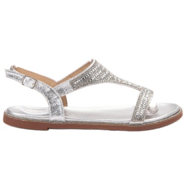 Super Mode Sandale argintii elegante gri Super Mode Sandale argintii elegante gri