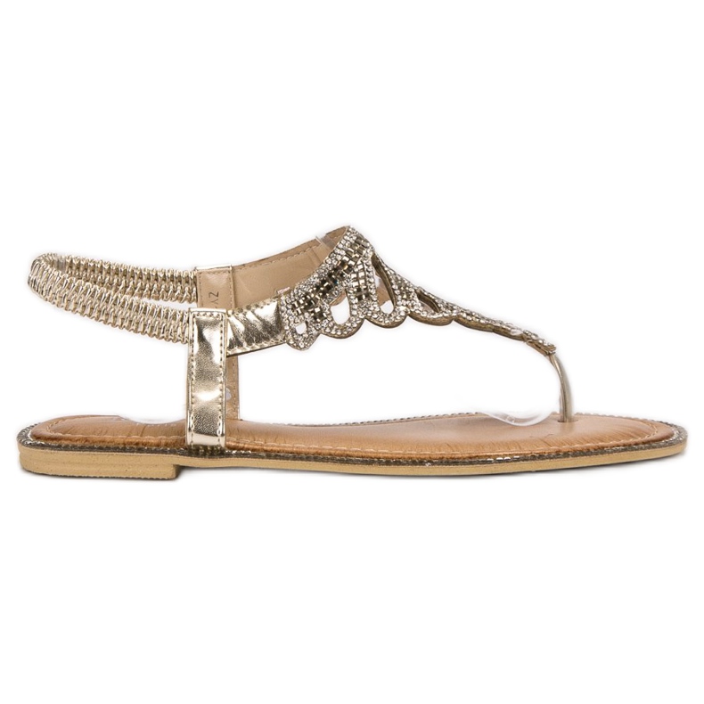 SHELOVET Sandale cu flip-flops cu cristale galben