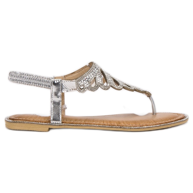 SHELOVET Sandale cu flip-flops cu cristale gri SHELOVET Sandale cu flip-flops cu cristale gri