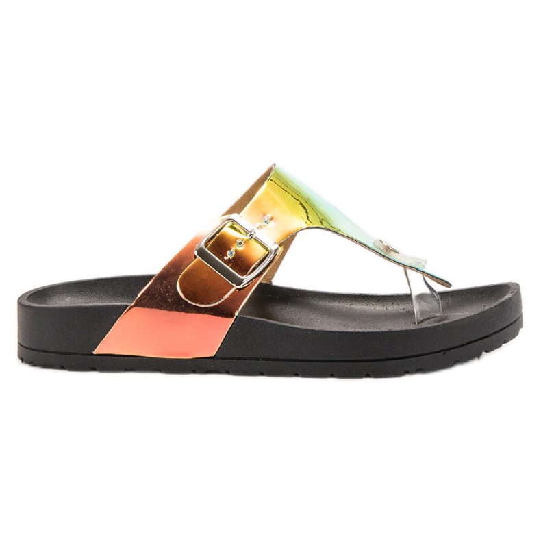 Ideal Shoes Flip-flops cu efect Holo negru