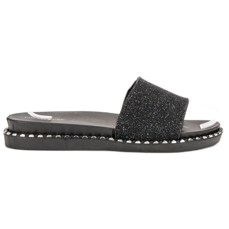 SHELOVET Papuci din cauciuc cu zirconiu cubic negru