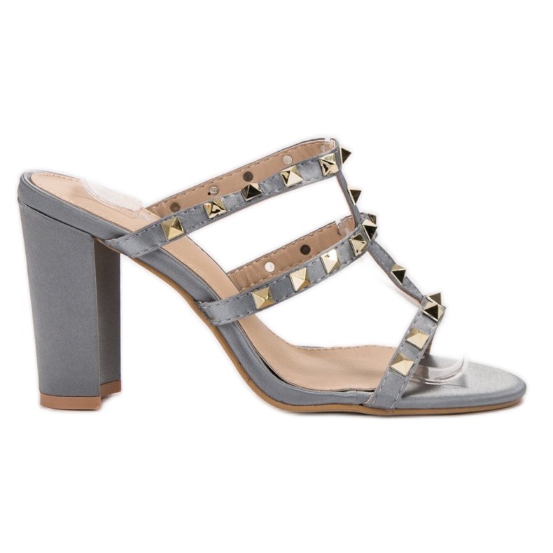 SDS Sandale rock pe tocuri înalte gri