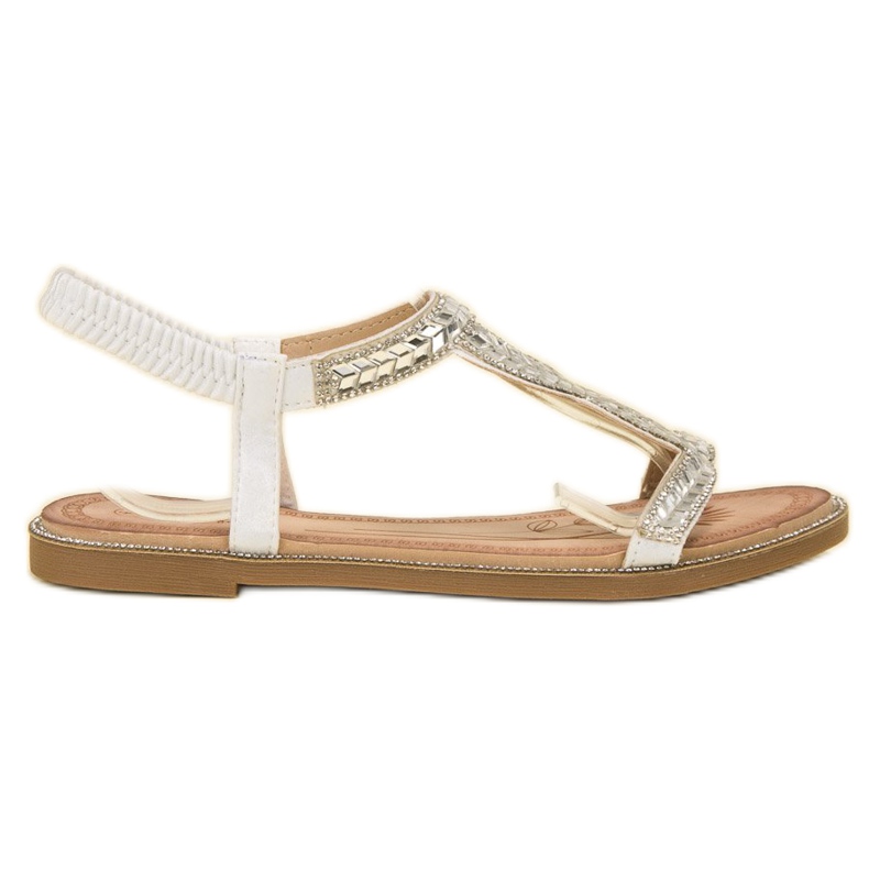 Forever Folie Sandale slip-on cu cristale alb