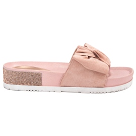 SHELOVET Papuci din piele intoarsa cu zirconiu cubic roz SHELOVET Papuci din piele intoarsa cu zirconiu cubic roz