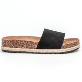 SHELOVET Espadrile din piele de căprioară negru SHELOVET Espadrile din piele de căprioară negru