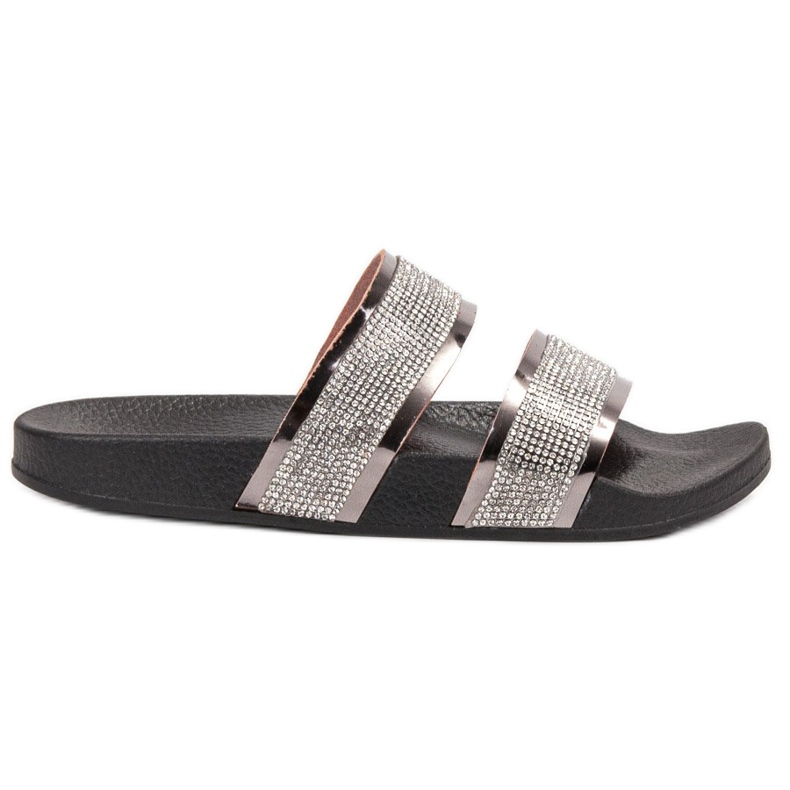 Ideal Shoes Papuci pentru femei cu zirconiu cubic gri