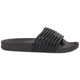 Bestelle Papuci din cauciuc cu margele negru Bestelle Papuci din cauciuc cu margele negru