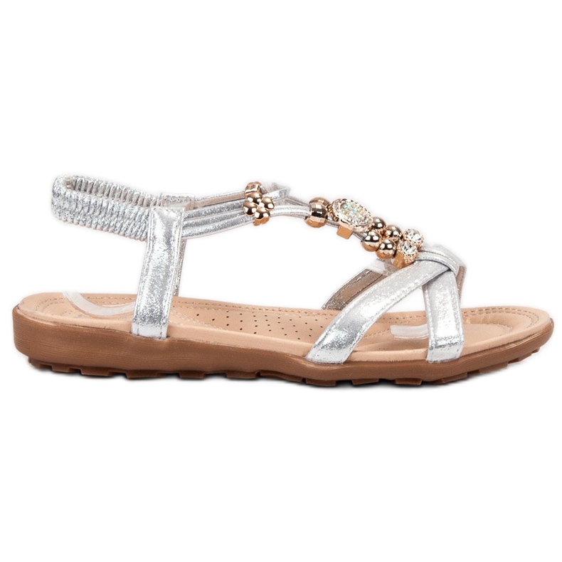 SHELOVET Sandale plate cu ornamente gri SHELOVET Sandale plate cu ornamente gri