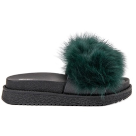 SHELOVET Papuci Cu Blana verde