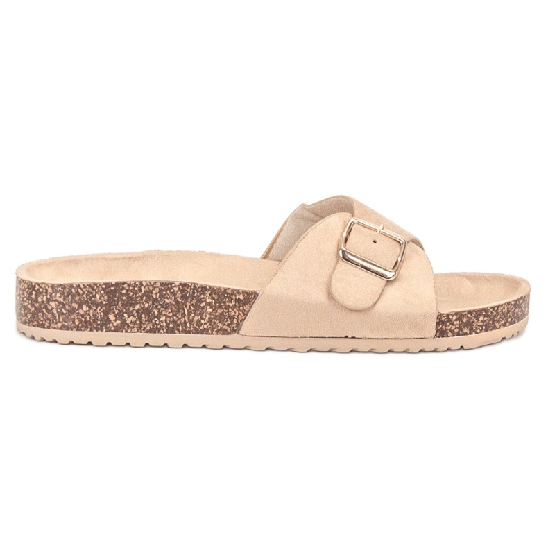 SHELOVET Papuci din piele de căprioară cu cataramă maro