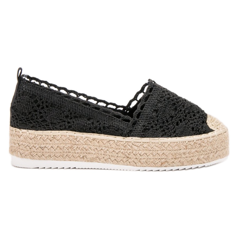 SHELOVET Espadrile din dantelă negru SHELOVET Espadrile din dantelă negru