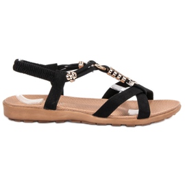 SHELOVET Sandale negre cu alunecare negru SHELOVET Sandale negre cu alunecare negru