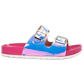 Ideal Shoes Papuci cu cataramă Holo gri Ideal Shoes Papuci cu cataramă Holo gri