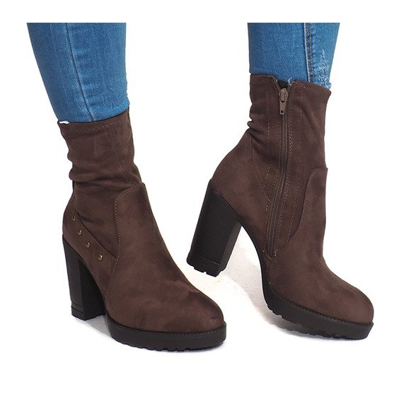 Cizme de piele întoarsă BG-59 Taupe maro multicolor