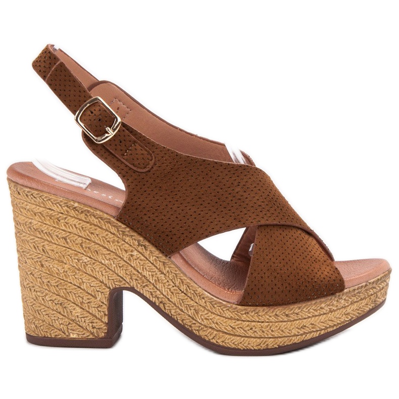 Anesia Paris Sandale ușoare cu toc maro