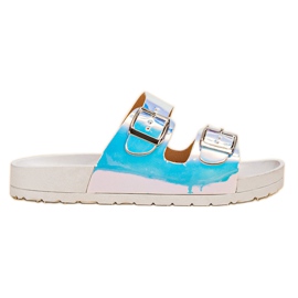 Ideal Shoes Papuci cu cataramă Holo gri Ideal Shoes Papuci cu cataramă Holo gri