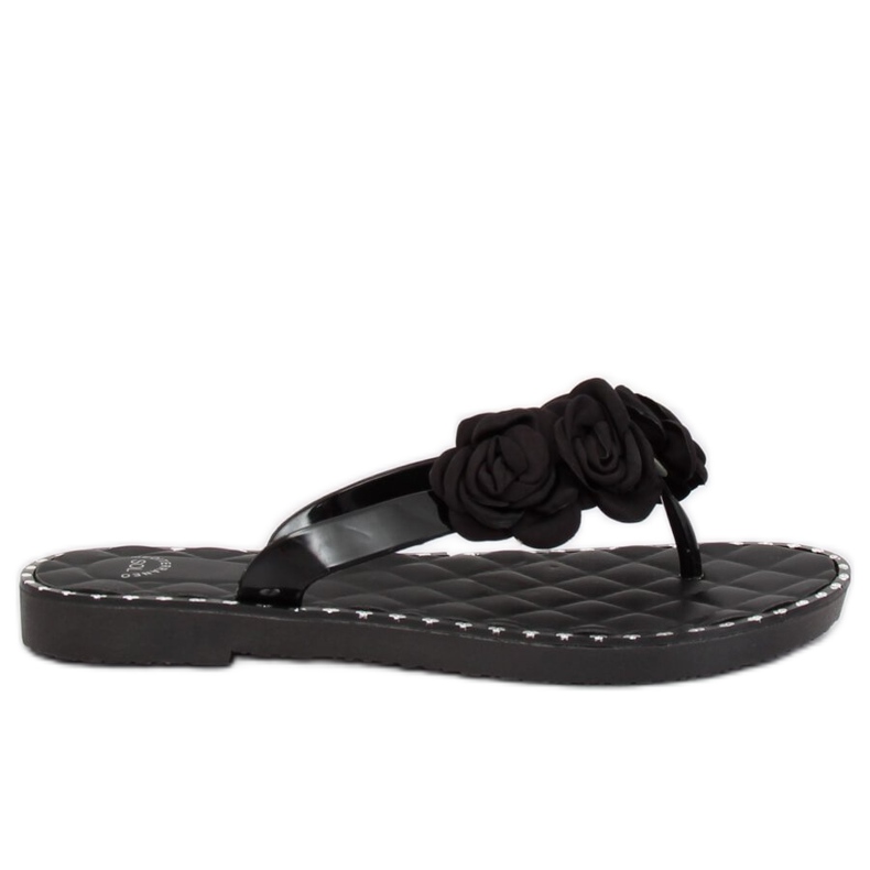 Flip-flops negri cu flori YJL-1818 Black negru