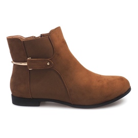 Cizme din piele de căprioară cu elastic 3670 Camel maro