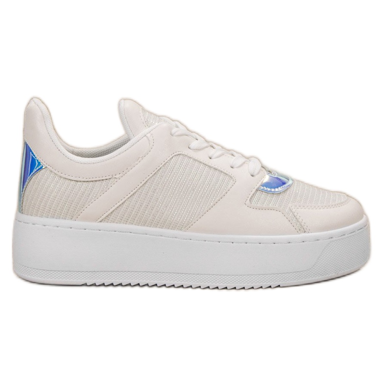 Ideal Shoes Adidași cu sclipici alb