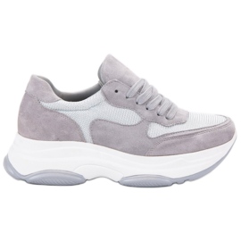 Ideal Shoes Adidași gri deschis Ideal Shoes Adidași gri deschis