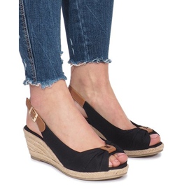 Sandale cu toc de espadrile Zoe negre negru
