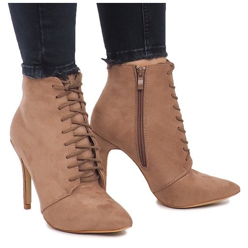 Ghete pe toc înalt LB-229 Kaki roz