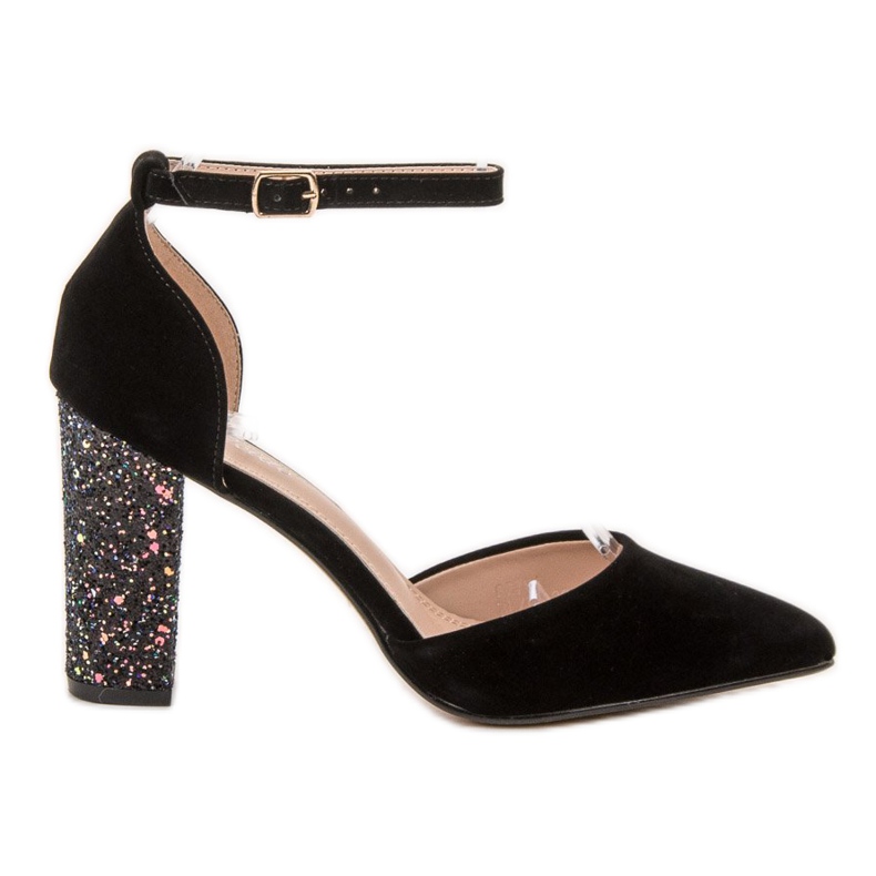 Weide Pompe cu toc sclipici negru