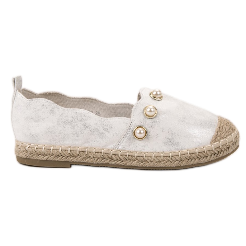 SHELOVET Espadrile Cu Perle gri SHELOVET Espadrile Cu Perle gri