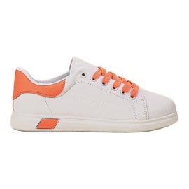 Ideal Shoes Pantofi sport pentru femei alb portocale Ideal Shoes Pantofi sport pentru femei alb portocale