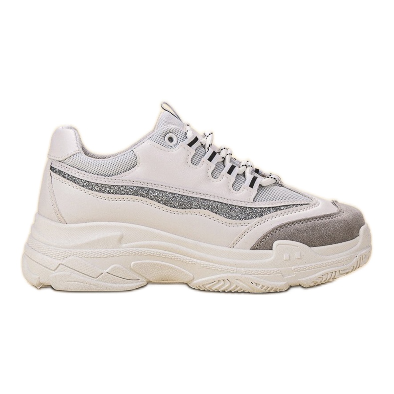 SHELOVET Adidași cu sclipici alb gri