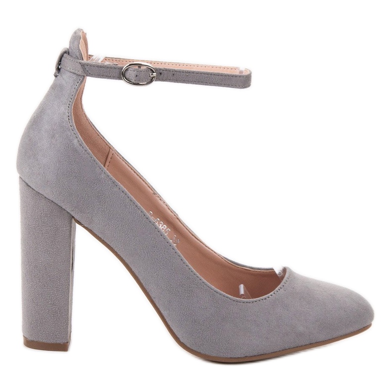 Ideal Shoes Pompele fixate cu cataramă gri Ideal Shoes Pompele fixate cu cataramă gri