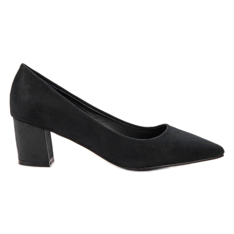 Small Swan Pompe confortabile din piele de căprioară negru