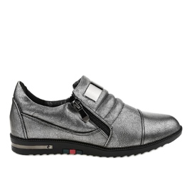 Pantofi gri cu fermoar H034