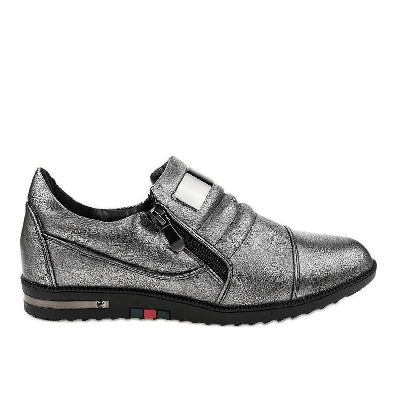 Pantofi gri cu fermoar H034
