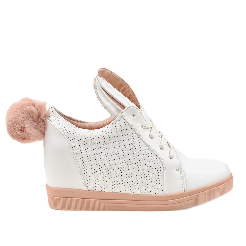 Adidași albi pe iepurașii cu pană H6211-9