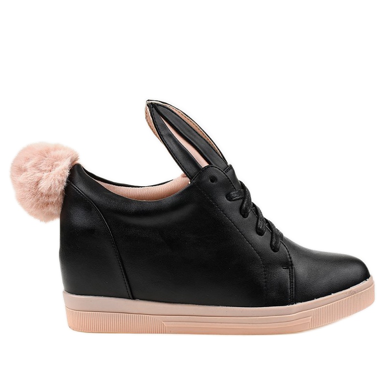 Adidași negri pe iepurașii cu pană H6210 negru Adidași negri pe iepurașii cu pană H6210 negru