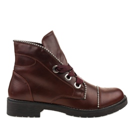 Kayla Shoes Botine cu cordon maro 11606-73 roșu Kayla Shoes Botine cu cordon maro 11606-73 roșu