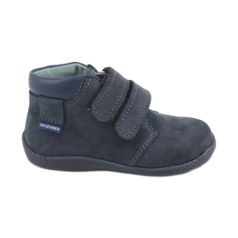 Băieți din piele Mazurek cu Velcro 341 Navy Blue albastru