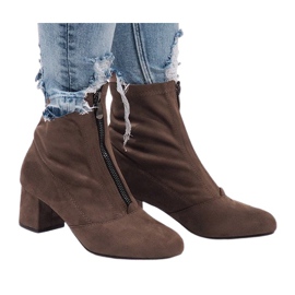 Cizme din piele de căprioară kaki cu fermoar FOZ-01 multicolor verde