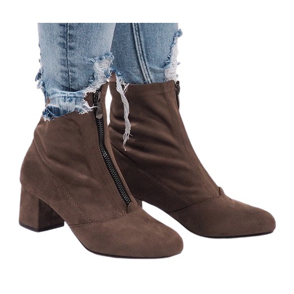 Cizme din piele de căprioară kaki cu fermoar FOZ-01 multicolor verde Cizme din piele de căprioară kaki cu fermoar FOZ-01 multicolor verde